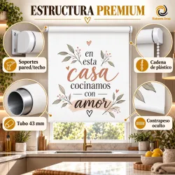 Estor Cocina con Frase y Hojas 05-26 a Medida | Estores Iroa