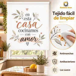 Estor Cocina con Frase y Hojas 05-26 a Medida | Estores Iroa
