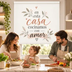 Estor Cocina con Frase y Hojas 05-26 a Medida | Estores Iroa