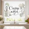 Estor para Cocina Moderno con frase Cocina con Amor Line Art 03-26 a Medida | Estores Iroa