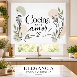 Estor para Cocina Moderno con frase Cocina con Amor Line Art 03-26 a Medida | Estores Iroa