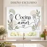 Estor para Cocina Moderno con frase Cocina con Amor Line Art 03-26 a Medida | Estores Iroa