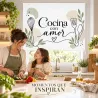Estor para Cocina Moderno con frase Cocina con Amor Line Art 03-26 a Medida | Estores Iroa