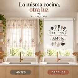 Estor Cocina con Frase Cocina con amor y Utensilios | Estores Iroa