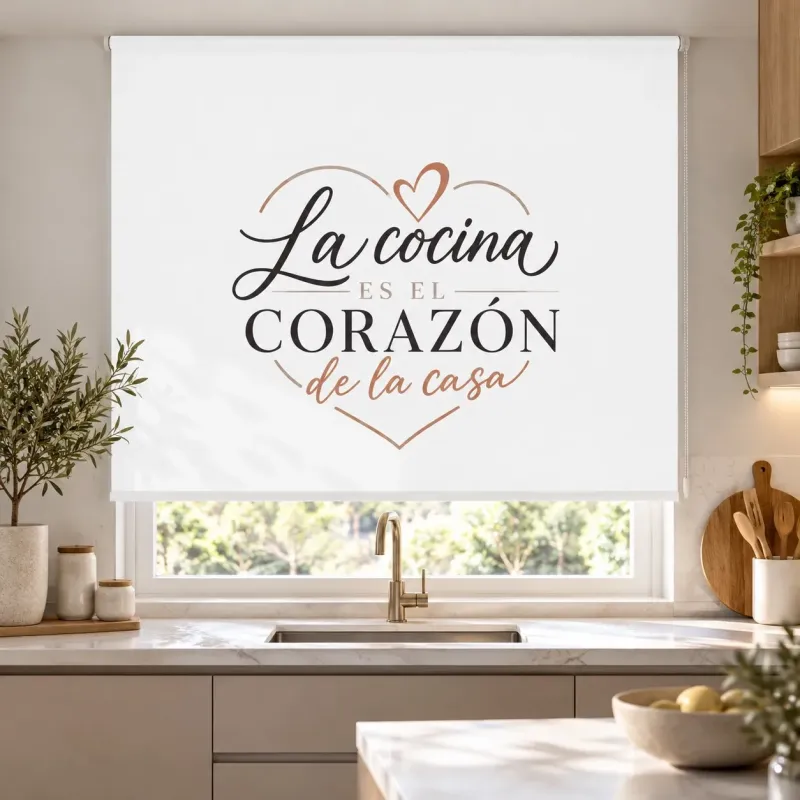 Estor Enrollable Cocina a Medida con Frase | Estores Iroa