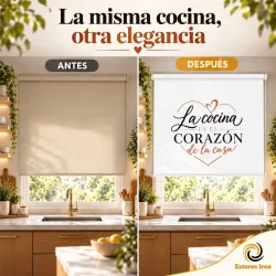 Estor Enrollable Cocina a Medida con Frase | Estores Iroa