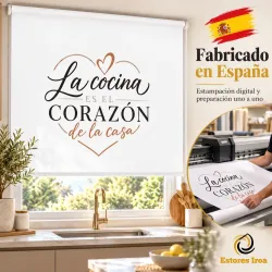 Estor Enrollable Cocina a Medida con Frase | Estores Iroa