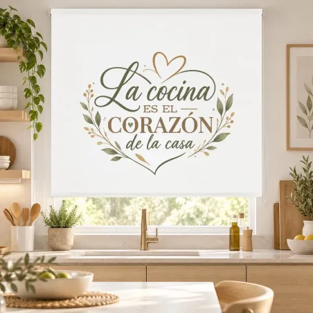 Estor Cocina Moderno con Hojas a Medida | Corazón Nature | Estores Iroa