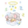  Estor Enrollable Infantil Niño Animales- Elefante Bebé Dormido en Nube Azul Pastel - Ideal para Habitación de Bebés