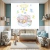  Estor Enrollable Infantil Niño Animales- Elefante Bebé Dormido en Nube Azul Pastel - Ideal para Habitación de Bebés