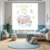  Estor Enrollable Infantil Niño Animales- Elefante Bebé Dormido en Nube Azul Pastel - Ideal para Habitación de Bebés