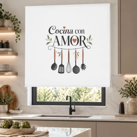 Estor Cocina con Frase Cocina con Amor | Estores Iroa