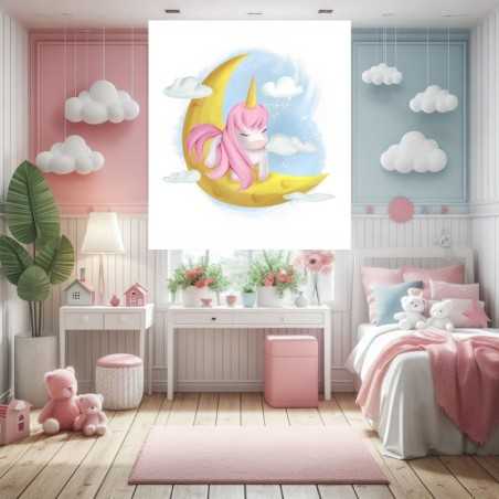 Estor Enrollable Infantil Unicornio Rosa 009 - Decoración Ideal para Habitación de Niña