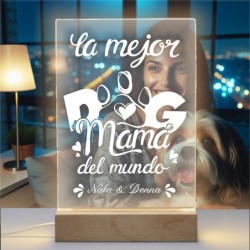 Lampara personalizada Mama Dog-Mascota- Perros 04 Lampara Led Metraquilato para personalizar. Idea regalos divertidos