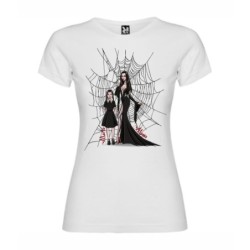 Camiseta personalizada Mujer Miercoles y Morticia Addams- Camiseta Friki Dia de la Madre- Camiseta Familia Addams