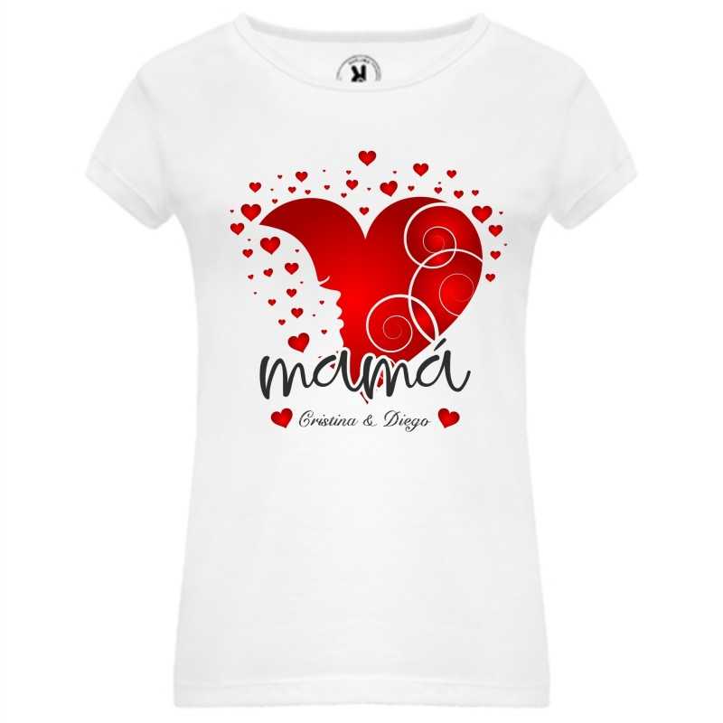 Camisetas para el dia de la Madre Regalos presonalizados Para dia de la Madre Camiseta Corazón 03 de Mama con nombre niños.