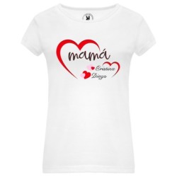  Camisetas para el dia de la Madre Regalos presonalizados Para dia de la Madre Camiseta Corazón 01 de Mama con nombre niños.