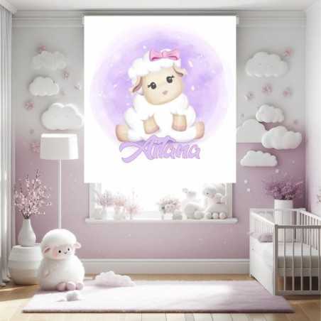 Estor infantil niña Ovejita Bebe. Estor habitacion infantil niña bebe personalizado con nombre. Estor cuarto bebe Niña