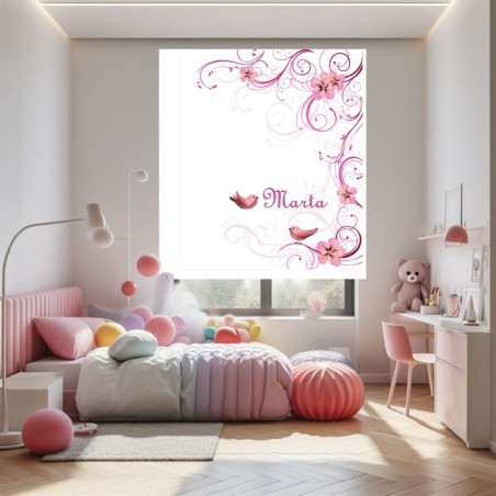 Estores Infantiles Niña Personalizados Flores 012- Estores infantiles estampados