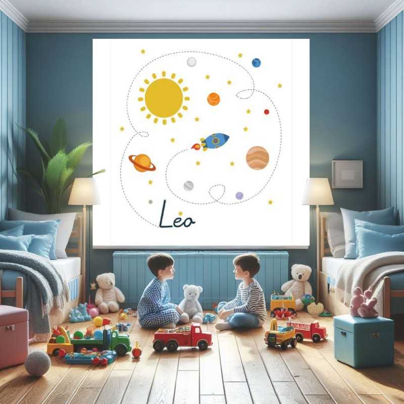 Estores Infantiles Personalizados El Espacio - Estores infantiles niño dibujo cohete- Estores infantiles habitación niño