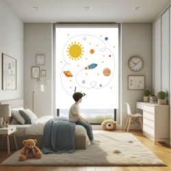  Estores Infantiles Personalizados El Espacio - Estores infantiles niño dibujo cohete- Estores infantiles habitación niño
