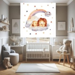  Estores infantiles Niño personalizados con nombre- Estores infantiles animales Leon- Estores infantiles cuarto bebe