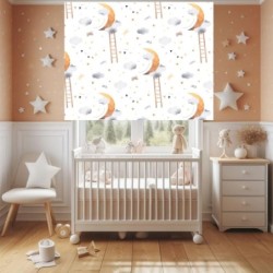 Estores infantiles niño. Estor estampado Infantil Nubes y Luna . Estor cuarto bebe. Estor niños habitación infantil.