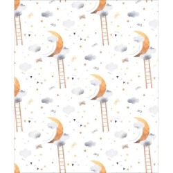  Estores infantiles niño. Estor estampado Infantil Nubes y Luna . Estor cuarto bebe. Estor niños habitación infantil.