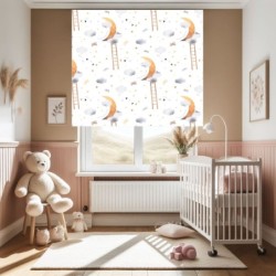  Estores infantiles niño. Estor estampado Infantil Nubes y Luna . Estor cuarto bebe. Estor niños habitación infantil.