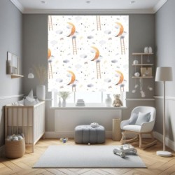  Estores infantiles niño. Estor estampado Infantil Nubes y Luna . Estor cuarto bebe. Estor niños habitación infantil.