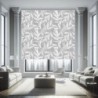  Estor Enrollable Decorativo Floral 112 Hojas Blancas Fondo Gris -