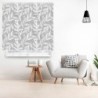  Estor Enrollable Decorativo Floral 112 Hojas Blancas Fondo Gris -