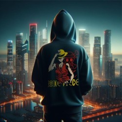 Sudaderas con Capucha NIños One Piece Monkey Luffy. Sudadera One Piece con impresion delantera y trasera