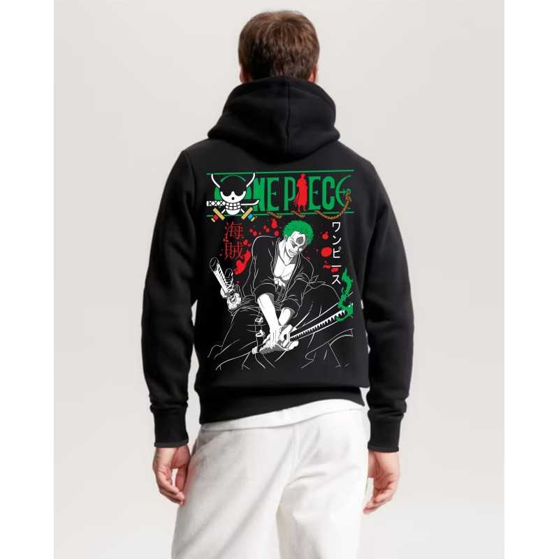 Sudaderas con Capucha NIños One Piece Zoro. Sudadera One Piece con impresion delantera y trasera Sudaderas con Capucha NIños One Piece Zoro. Sudadera One Piece con impresion delantera y trasera