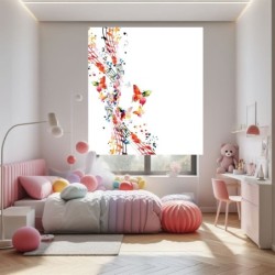  Estores Juveniles Chicas Musica 102- Estores habitación Juvenil Niñas dibujo Mariposa y Musica
