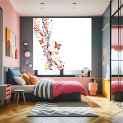  Estores Juveniles Chicas Musica 102- Estores habitación Juvenil Niñas dibujo Mariposa y Musica