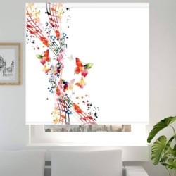  Estores Juveniles Chicas Musica 102- Estores habitación Juvenil Niñas dibujo Mariposa y Musica