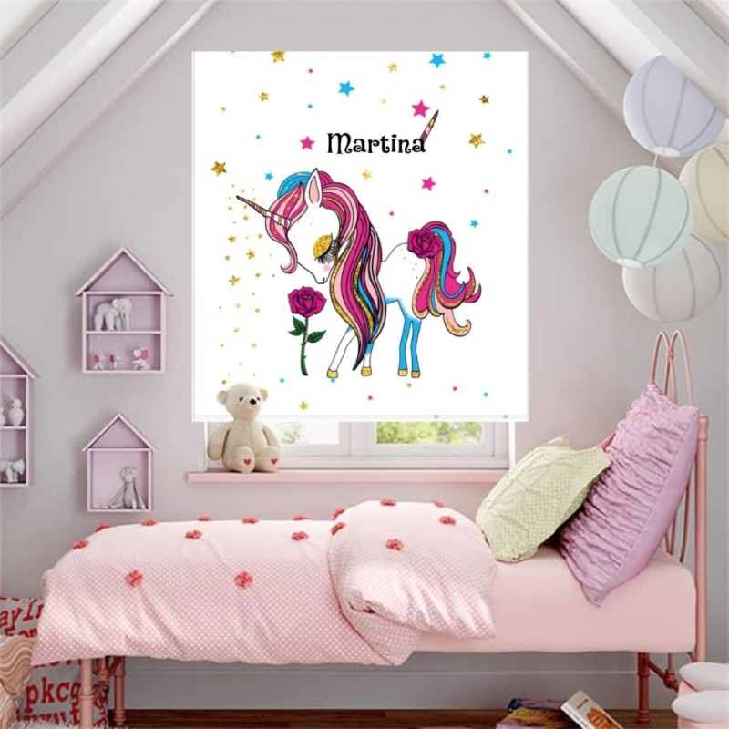 Estores Infantiles Personalizados - Estores Infantiles Niña dibujo Unicornio 050