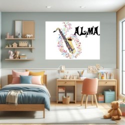  Cuadros Juveniles Personalizados Saxo 001- Cuadros personalizados con nombre niñas- Lienzo en Madera Personalizado Musica