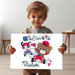 Cuadros infantiles Personalizados Niño Coches 001 - Cuadros infantiles personalizados con nombre- Cuadros infantiles niño