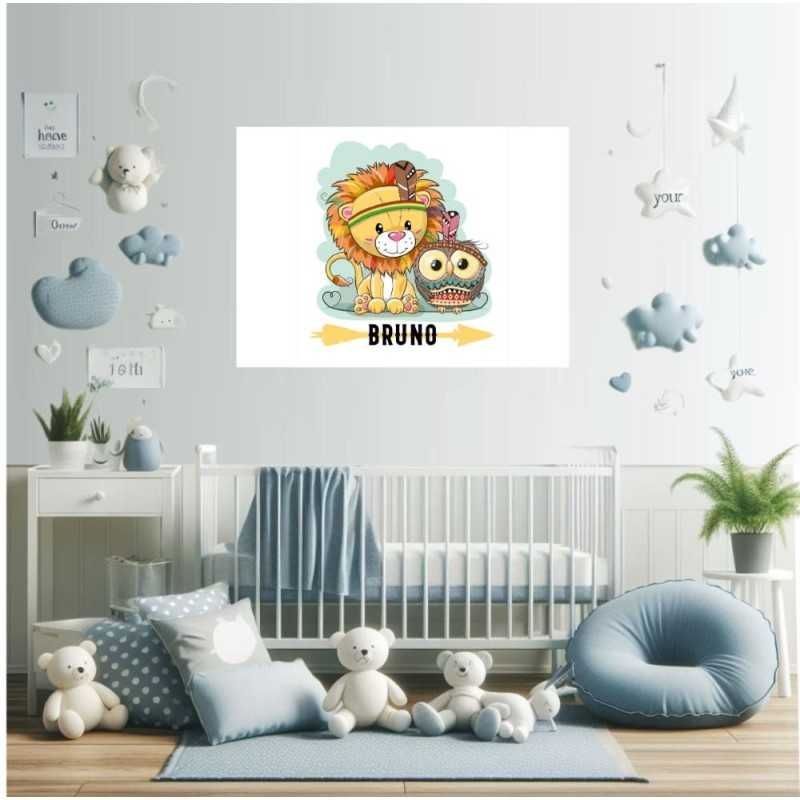 Cuadros infantiles Personalizados Niño Leon 001- Cuadro personalizado con nombre infantil niño Leon.