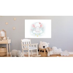 Cuadros infantiles Personalizados Niña Elefante Martina