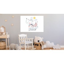 Cuadros infantiles Personalizados Niño Elefante 003