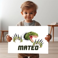  Cuadros infantiles Personalizados Dinosaurio 001- Cuadro personalizado con nombre- Cuadro personalizado niño dibujo
