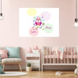 Cuadros Personalizados con nombre Niña Buho 001- Cuadro personalizado habitación niñas Multinombre