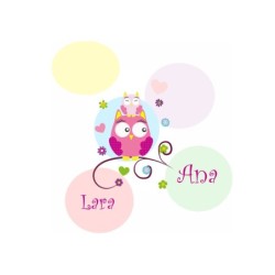  Cuadros Personalizados con nombre Niña Buho 001- Cuadro personalizado habitación niñas Multinombre