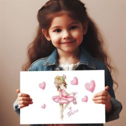  Cuadros personalizados con nombre - Cuadro personalizado Infantil Niña Dibujo Bailarina 002