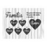  Cuadro Lienzo Personalizable Familia 001- Cuadro personalizado familia- Cuadro personalizado con nombres.
