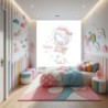 Estores infantiles niña personalizados. Estores infantiles niña dibujo Niña Cesta Flores