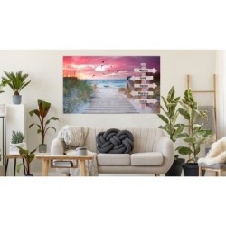Cuadro Lienzo Personalizado - Paisaje de Playa 014 con Nombres y Frases Regalo Emotivo y Decoración Exclusiva Estores Iroa